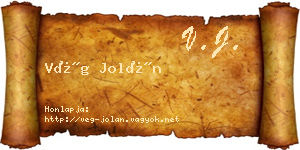 Vég Jolán névjegykártya